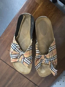 Plaid Tartan Bow Sandals Slides Flats 9 - Imagen 1 de 2