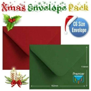 50 sobres rojos verdes para tarjetas de Navidad de color C6 engomados para tarjetas de Navidad - Imagen 1 de 1