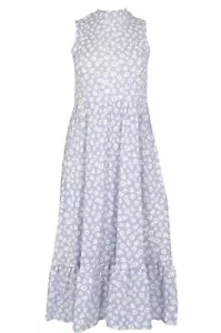 Miss Selfridge Sleeveless Midi Dress Light Blue Daisy Ditsy Print - Picture 1 of 5