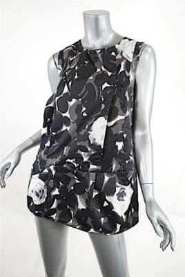 MARNI хлопок нейлона смесь черный белый серый цветочный печать складки акцент Топ 44 США 8 - Изображение 1 из 4