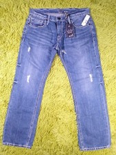 35x31 Jnco Jeans, Basic Straight Leg, Med. Wash, Distressed, Embroidered Pockets