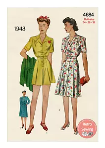 1940s Play suit and Skirt Sewing Pattern - Bust 34-36-38 - Picture 1 of 2