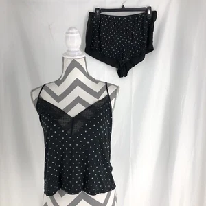 Victoria's Secret Cropped Cami Set Pajamas Black Polka Dot Size Large - Picture 1 of 6