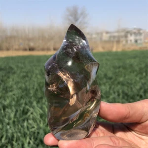 Espécimen de cristal de cuarzo tallado en llama natural de 0,77 lb cura XL2947 - Imagen 1 de 24