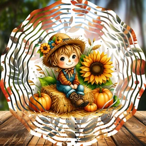 Cute Scarecrow, Wind Spinners 8" Sublimated, High Quality Aluminum (ws105) - Picture 1 of 1