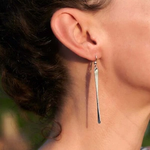 Pendientes de barra de plata 925 palo largos minimalistas colgantes pendientes colgantes hechos a mano sy77 - Imagen 1 de 4