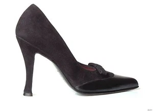 new Versani 9502 black suede/leather pointy toe PUMPS Shoes Italy - sexy - Picture 1 of 3