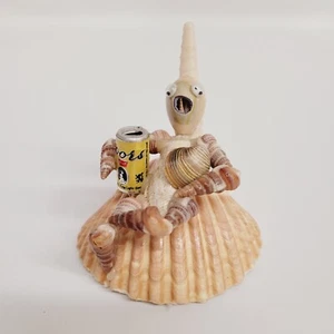 Vintage Handmade Seashell Drinking Coors Beer Figurine Unique Kitsch - Picture 1 of 8