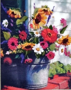 DIMENSIONS BUCKET OF FLOWERS Crewel Embroidery Kit   Gretchen Huber Warren - Bild 1 von 3