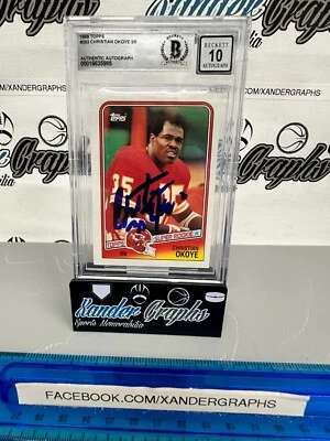 CHRISTIAN OKOYE RC 1998 TOPPS SIGNED AUTOGRAPHED FOOTBALL CARD BECKETT BGS 10 - Image 1 of 4
