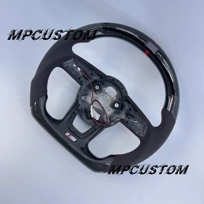 Fit For Audi B9 A3 A4 A5 S3 S4 S5 Q2 Q5 Q7 Q8 SQ LED Carbon Fiber Steering Wheel - Image 1 of 4