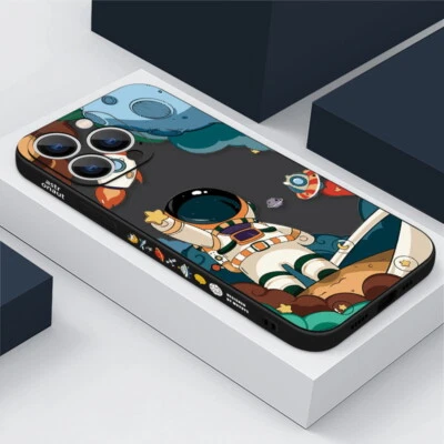 Phone Case For iPhone 15 16 Pro Max 14 13 12 11 Astronaut Cartoon Silicone Cover - Image 1 of 4