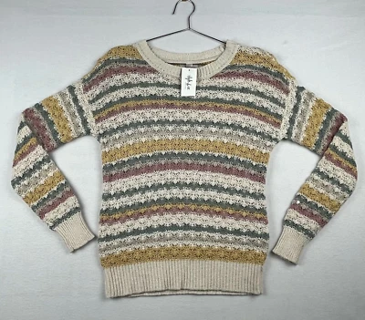 Style & Co. Para Mujer Mediano Pequeño Multi Rayas Crochet Algodón Cottagecore Boho Foto 1 de 4