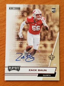 2020 Playoff Rookie Autographs Red Zone #296 Zack Baun Wisconsin Saints - Picture 1 of 2