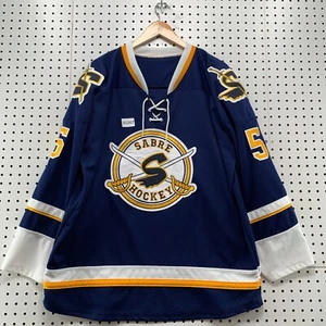 Vintage Buffalo Sabres AK Hockey Jersey Mens Fits XL Blue #5 Embroidered  25x31 - Picture 1 of 14