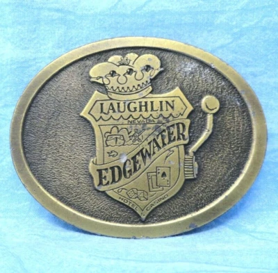Laughlin Edgewater Casino Promo Cinturón Hebilla Jugador De Colección Años 80 Hit Line .XTT367 Foto 1 de 4