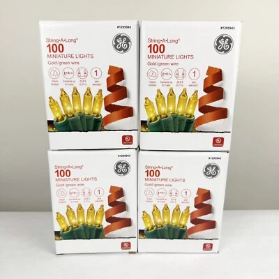 GE String-A-Long 100-Count GOLD Christmas String Lights Incandescent 4 Boxes - Image 1 of 3
