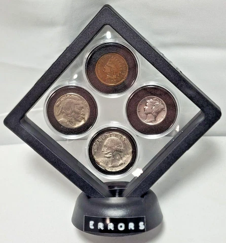 Error Coins 1902 Penny, 1929 Buffalo Nickel, 1937 Dime,1965 Quarter,Silver Dime Cover