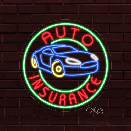NEW "AUTO INSURANCE" w/LOGO 26x26x1 INCH LED FLEX WINDOW/WALL INDOOR SIGN 31309 - Image 1 of 1
