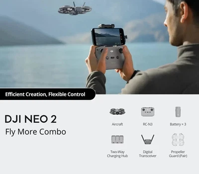 Combo DJI Neo 2 Fly More con control remoto RC-N3 2 baterías adicionales PAQUETE Foto 1 de 4