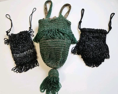 LOT Art Deco 1920's Antique Czech Bead Glass Micro Beaded Bags Purses Flapper  - Image 1 of 4