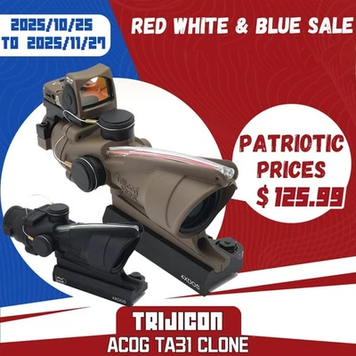 WALKER-OPTICS ACOG 4X32 TA31 Red/Green Reticle with RMR Riflescope Chevron reticle Sight US