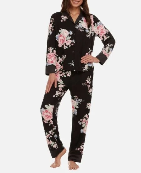 Flora Nikrooz Women's Satin Trim Notch Collar PJ Set C33 - Image 1 of 1