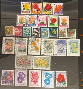 FLOWERS postage stamps lot of 30 different - Picture 1 of 1