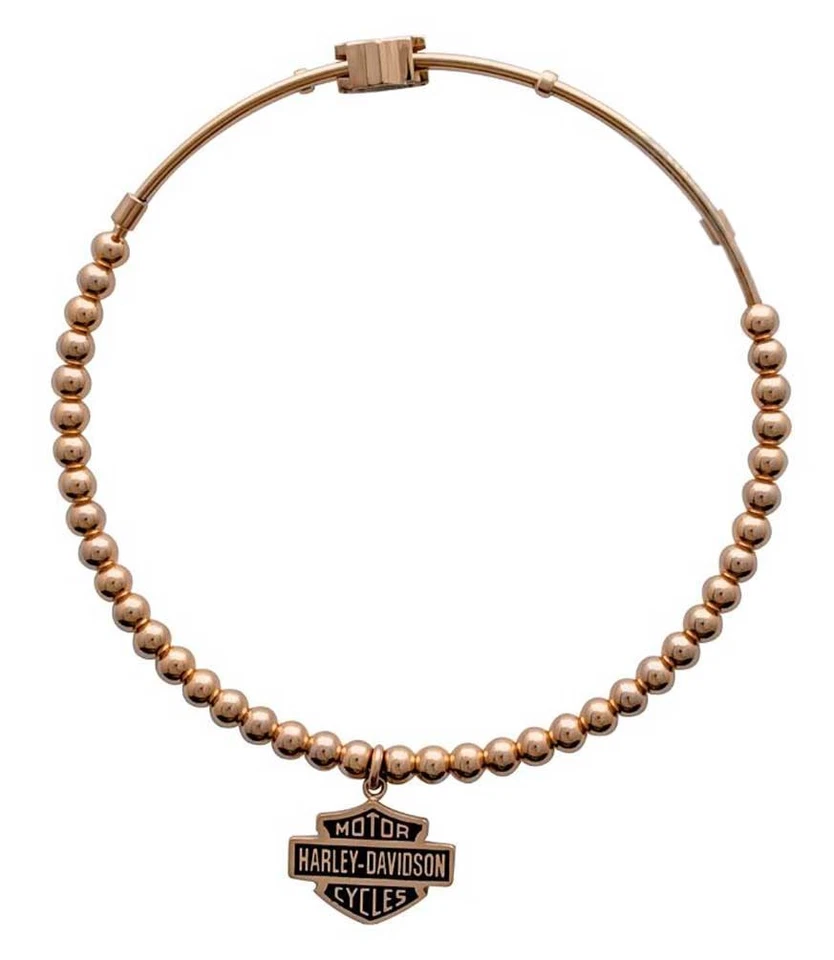 Brazalete brazalete Harley-Davidson para mujer tono dorado B&S con cuentas, 7,5 pulgadas HSB0087-7,5 Foto 1 de 1