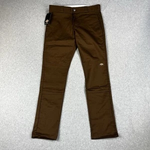Dickies Twill Work Pants Mens 32x32 Flex Twill Work Skinny Fit Brown - Picture 1 of 13