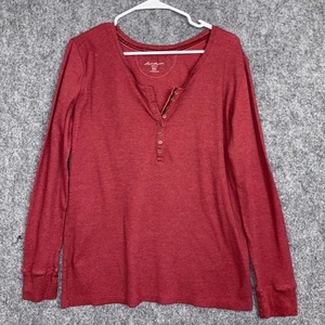 Eddie Bauer Shirt Womens XL Red Henley Knit Casual Outdoors - Picture 1 of 8