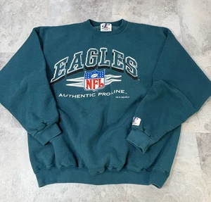 SUDADERA VINTAGE 1996 PHILADELPHIA EAGLES CUELLO REDONDO LOGOTIPO ESPIGA ATLÉTICA AÑOS 90 L - Imagen 1 de 12