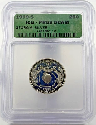 1999-S Silver Quarter Georgia ICG PR69 DCAM - Image 1 of 2
