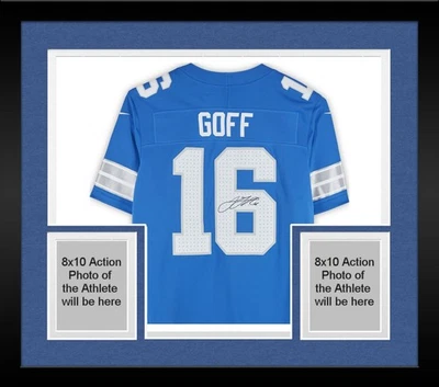 Camiseta deportiva limitada Nike Vapor Fuse azul autografiada por Jared Goff Detroit Lions enmarcada Foto 1 de 4