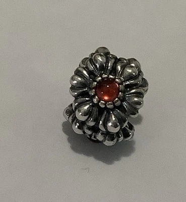 Pandora Julio Cumpleaños Flores SS Cornalina Piedras Cuentas (714) Foto 1 de 3