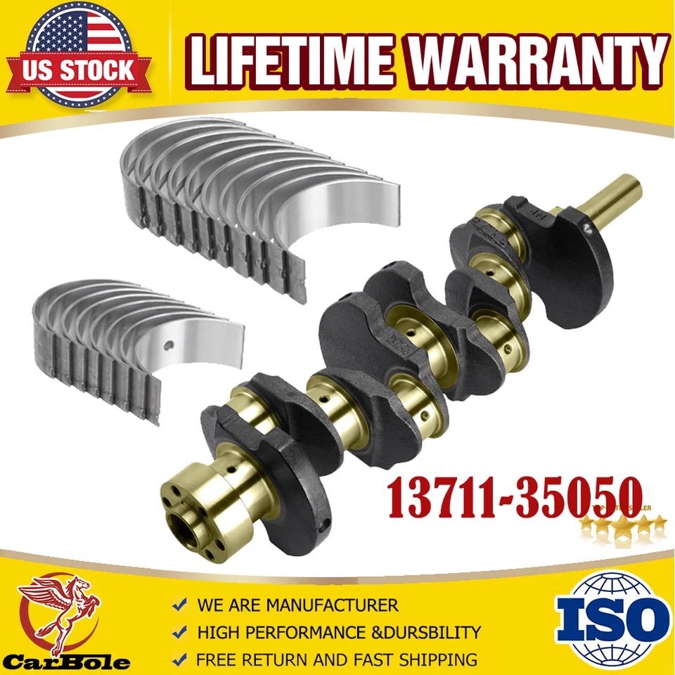 Cigüeñal del motor y cojinetes principales y de varilla para camioneta Toyota 4Runner Celica 2,4 L L4 Foto 1 de 4