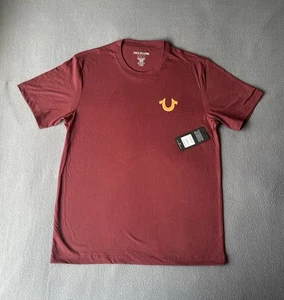 NUEVO CON ETIQUETAS TRUE RELIGION HOMBRE BUDA GRÁFICO MANGA CORTA CAMISA MARRÓN ROJO L - Imagen 1 de 5
