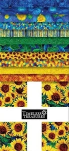 Timeless Treasures Sunflower Symphony 10" Squares Cotton Fabric Bundle - Picture 1 of 2