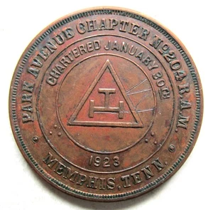 Memphis Tennessee PARK AVENUE CHAPTER No. 204 R.A.M. Masonic Penny~Engraved - Picture 1 of 2