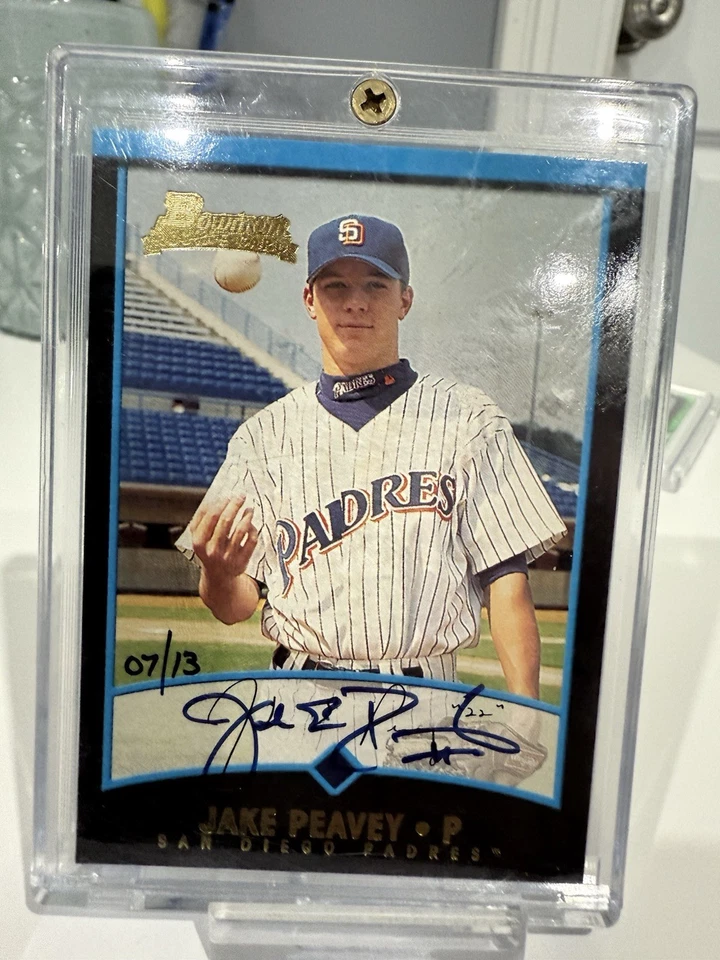 2001 Jake Peavy SD Padres Autograph Bowman Rookie Buy Back Certified 07/13 Rare - Image 1 of 3