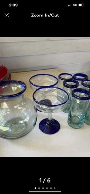 Juego de vasos azules mexicanos Foto 1 de 4