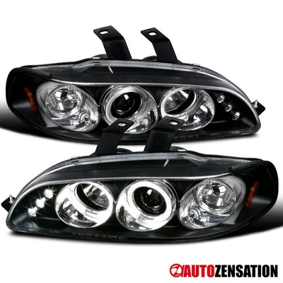 Fit 1992-1995 Honda Civic 2/4Dr Black LED Halo Projector Headlights Left+Right Foto 1 de 4