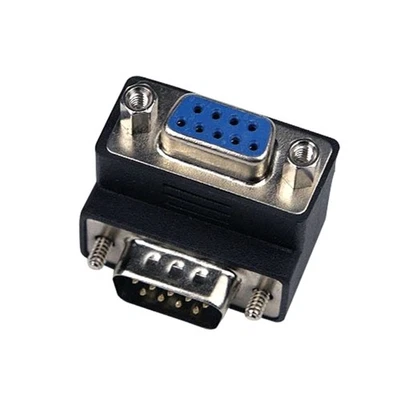 DB9 Male To Female 90 Degree Elbow Adapter RS232 DB9pin Serial Port Converter - Image 1 of 4