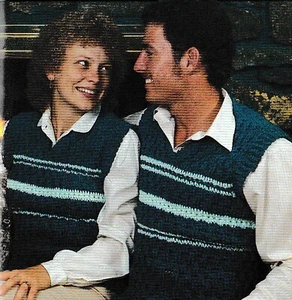 His & Her Vests - Small, Medium & Large - Sport yarn - CROCHET PATTERN ONLY - Picture 1 of 2