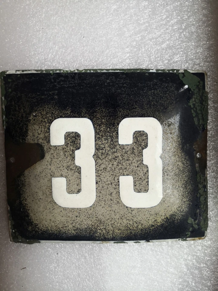 Letrero Esmaltado De Colección Número 33 Porcelana Azul Casa Puerta Calle Placa Metal Estaño Foto 1 de 4