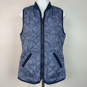 Old Navy Quilted Vest Small Blue Full-Zip Pockets Women's - Picture 1 of 11