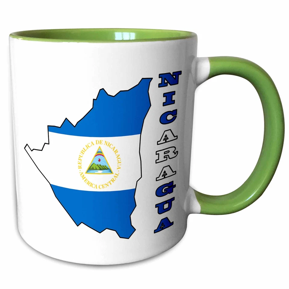 3dRose La bandera de Nicaragua en el mapa de contorno y nombre del país Nicaragua Foto 1 de 1