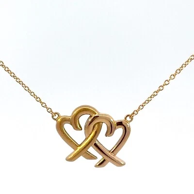 Tiffany & Co. Paloma Picasso Oro Rosa 18K Corazones Entrelazados Colgante 18" J145 Foto 1 de 4