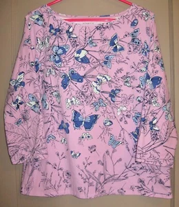 Maglione donna TALBOTS collo barca elasticizzato spandex rosa; farfalle taglia XL - Foto 1 di 9