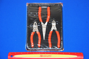 ONLY $125 SHIPS FREE! NEW Snap-On 3 Pc Orange Plier, Needle Nose & Cutter Set